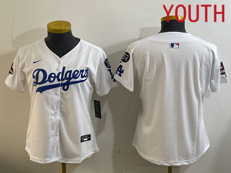Youth Los Angeles Dodgers Blank White Game 2024 Nike MLB Jersey style 1209->youth mlb jersey->Youth Jersey